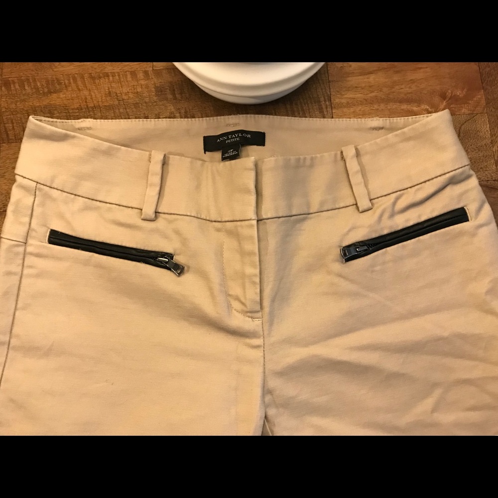 Ann Taylor Ankle Chino with Leather Detail, Sz 2P